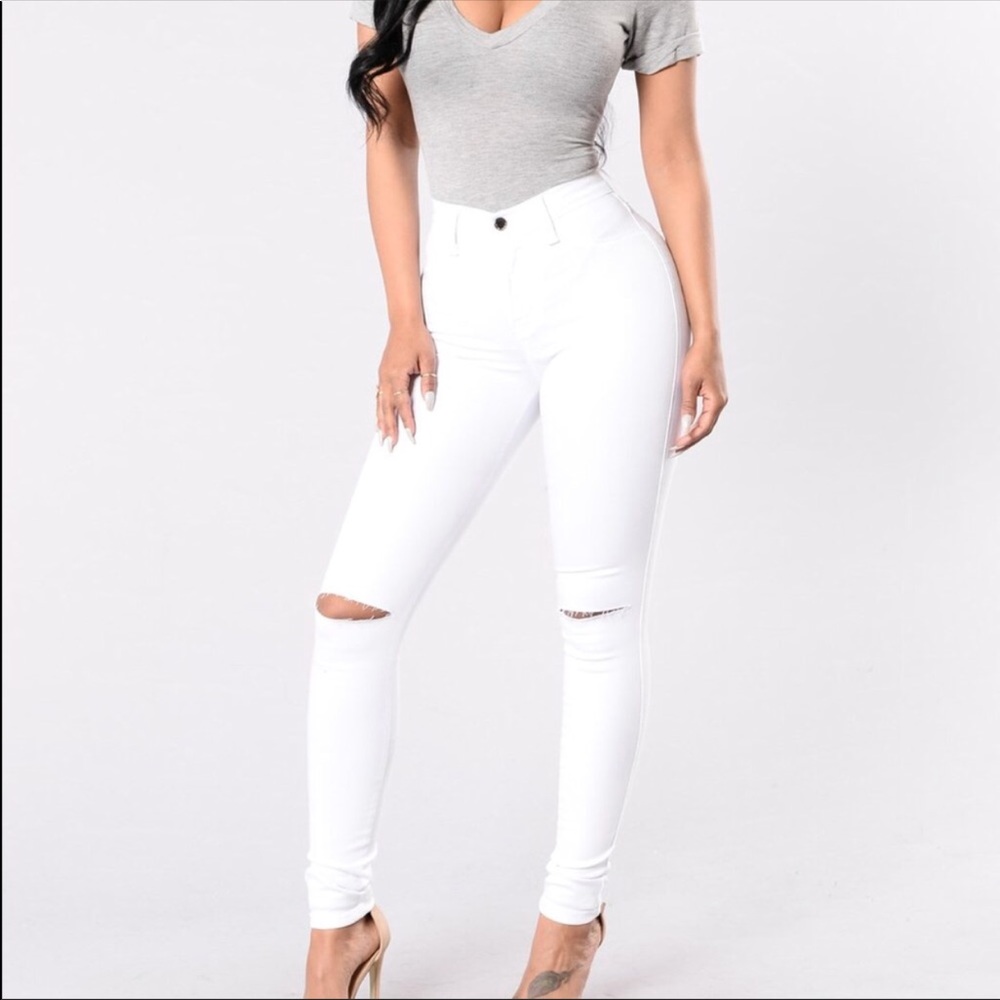 White high waisted fanshion now skinny jeans